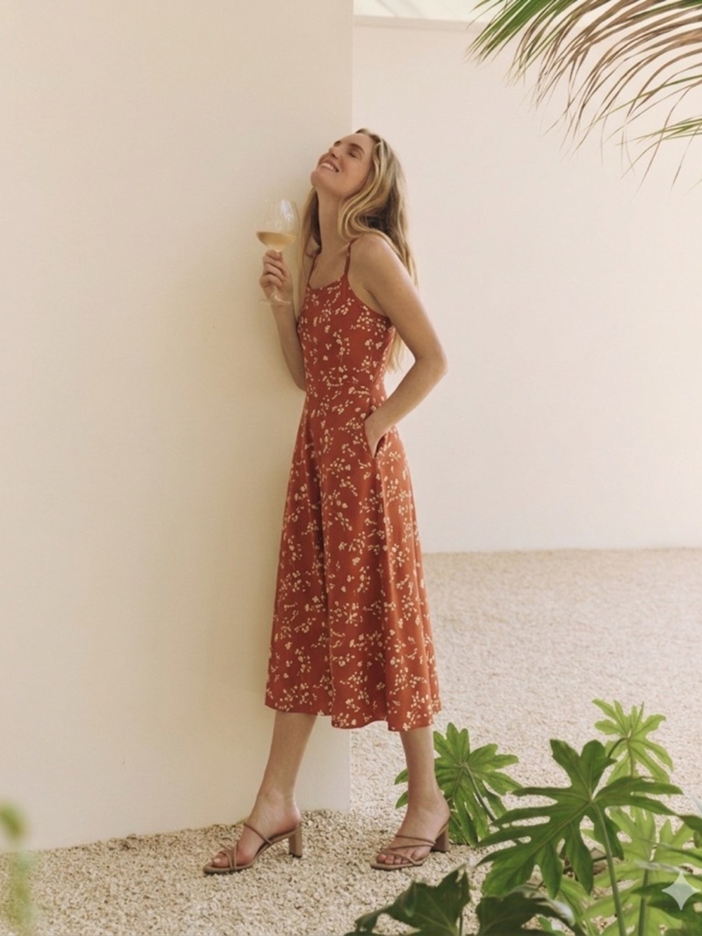 Pact Rust Floral Midi Dress - Picture 2 of 13